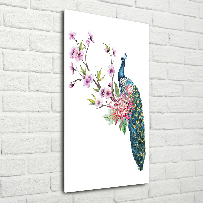 Staand foto op plexiglas Pauw en bloemen