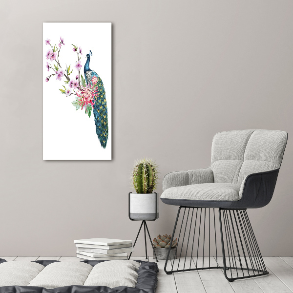 Staand foto op plexiglas Pauw en bloemen