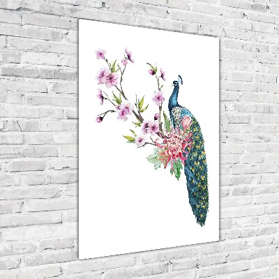 Staand foto op plexiglas Pauw en bloemen