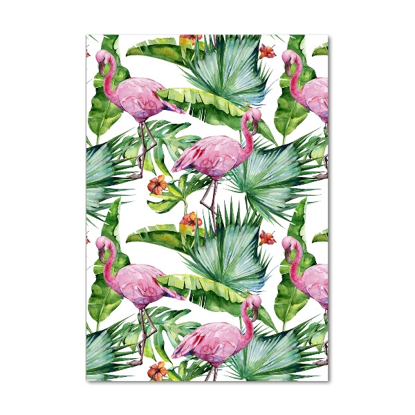 Staand foto plexiglas Bladeren en flamingo's