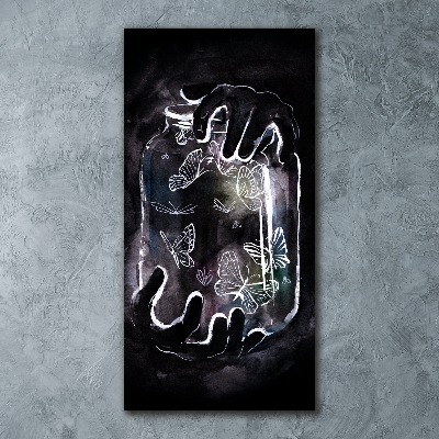 Staand foto op plexiglas Vlinders in een pot