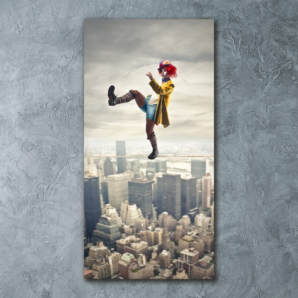 Staand foto plexiglas Clown op een strakkoord