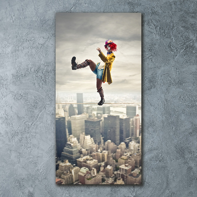 Staand foto plexiglas Clown op een strakkoord