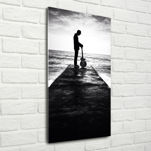 Staand plexiglas foto Gitarist op de pier