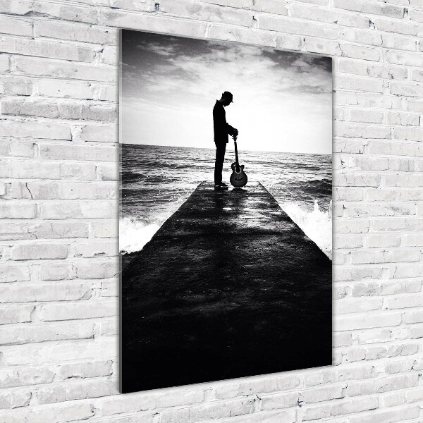 Staand plexiglas foto Gitarist op de pier