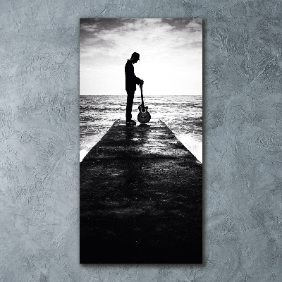 Staand plexiglas foto Gitarist op de pier