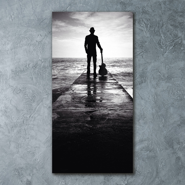 Staand foto plexiglas Gitarist op de pier