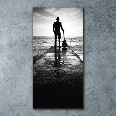 Staand foto plexiglas Gitarist op de pier