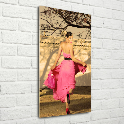 Staand plexiglas foto Vrouw in roze