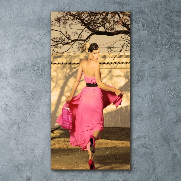 Staand plexiglas foto Vrouw in roze