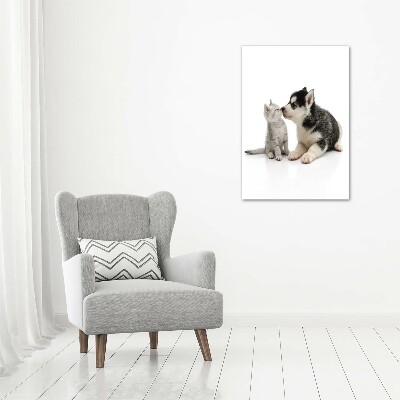 Staand foto in plexiglas Hond en kat