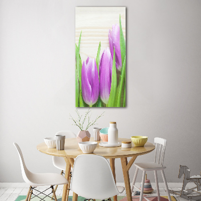Staand foto op plexiglas Paarse tulpen