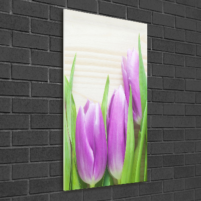 Staand foto op plexiglas Paarse tulpen