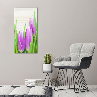 Staand foto op plexiglas Paarse tulpen