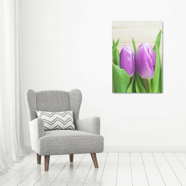 Staand foto op plexiglas Paarse tulpen