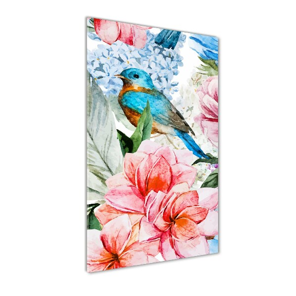 Staand foto in plexiglas Bloemen en vogels