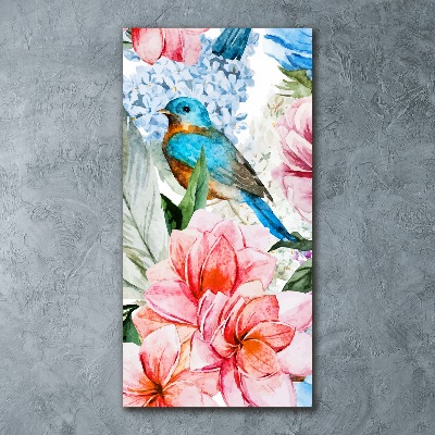 Staand foto in plexiglas Bloemen en vogels