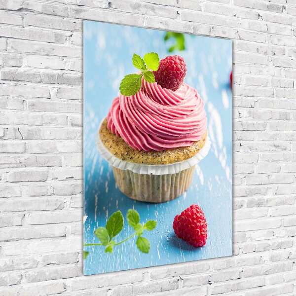 Staand plexiglas foto Frambozen cupcake