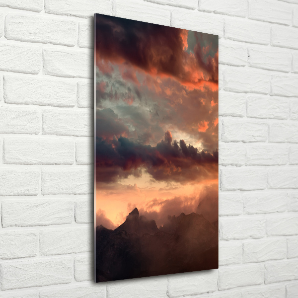 Staand foto plexiglas Zonsondergang boven de bergen