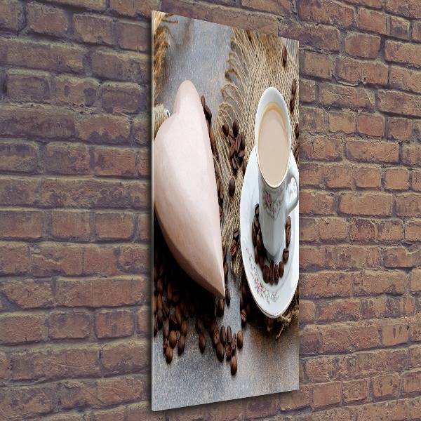 Staand foto in plexiglas Koffie en hart