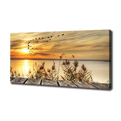 Canvas schilderij Steiger aan het meer