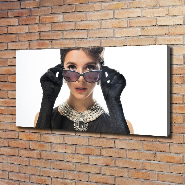 Canvas foto Vrouw met bril