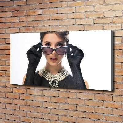 Canvas foto Vrouw met bril