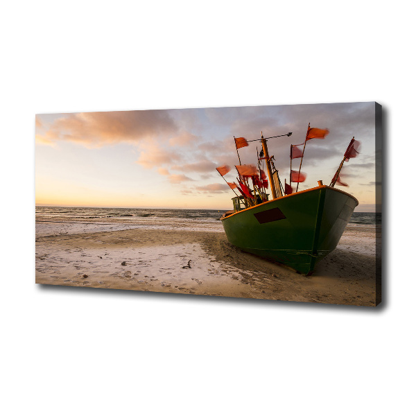 Foto op canvas Vissersboot strand