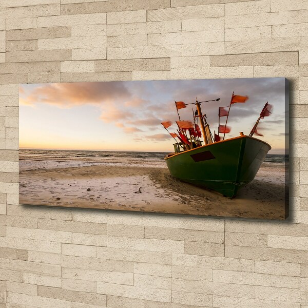 Foto op canvas Vissersboot strand