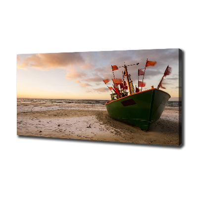 Foto op canvas Vissersboot strand