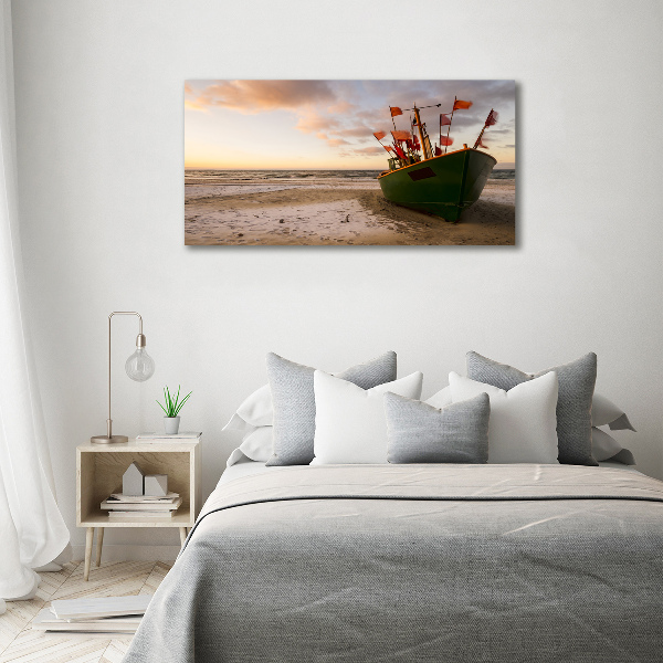 Foto op canvas Vissersboot strand