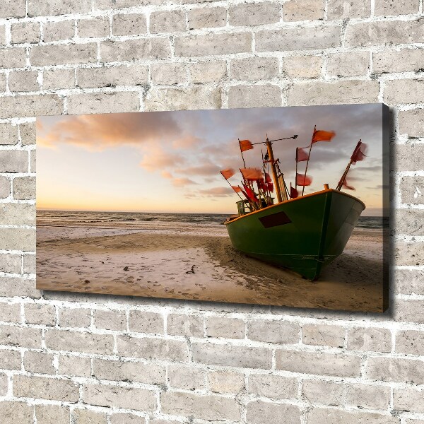 Foto op canvas Vissersboot strand