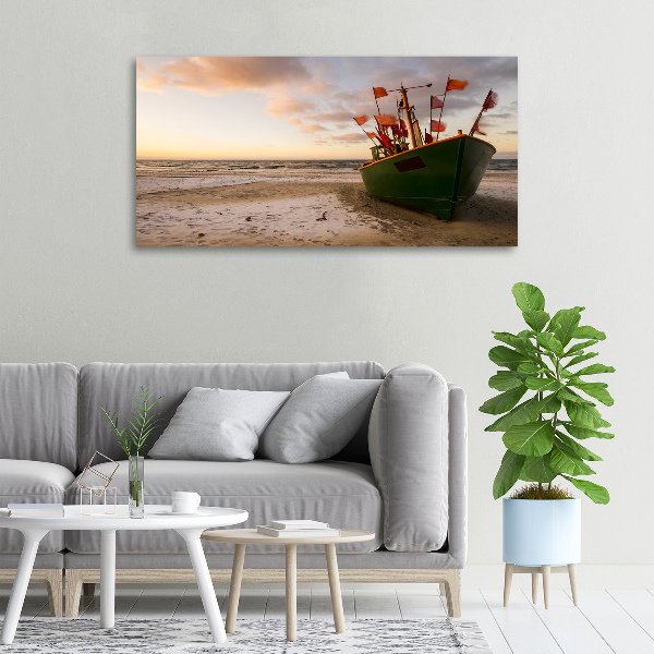 Foto op canvas Vissersboot strand