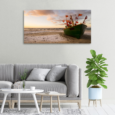 Foto op canvas Vissersboot strand