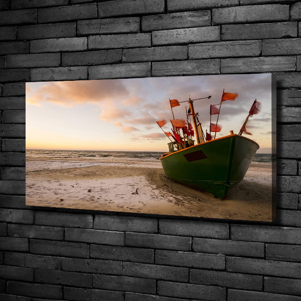Foto op canvas Vissersboot strand