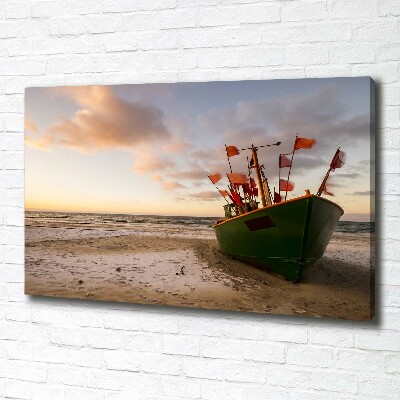Foto op canvas Vissersboot strand