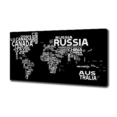 Canvas schilderij Wereldkaart met ondertitels