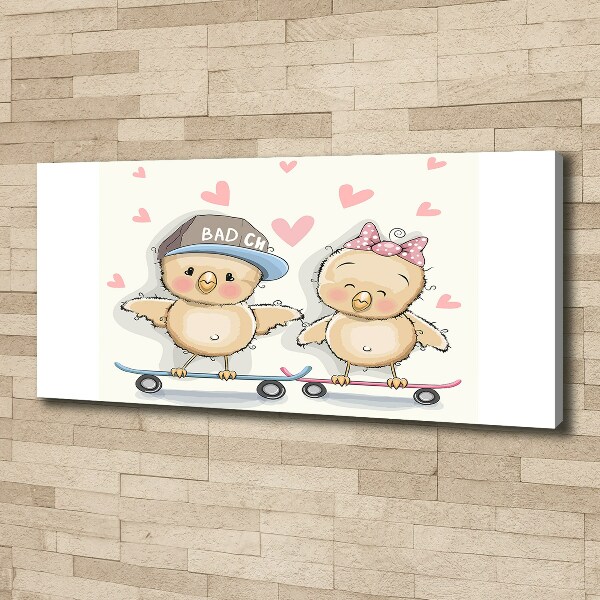 Canvas foto Vogels op een skateboard