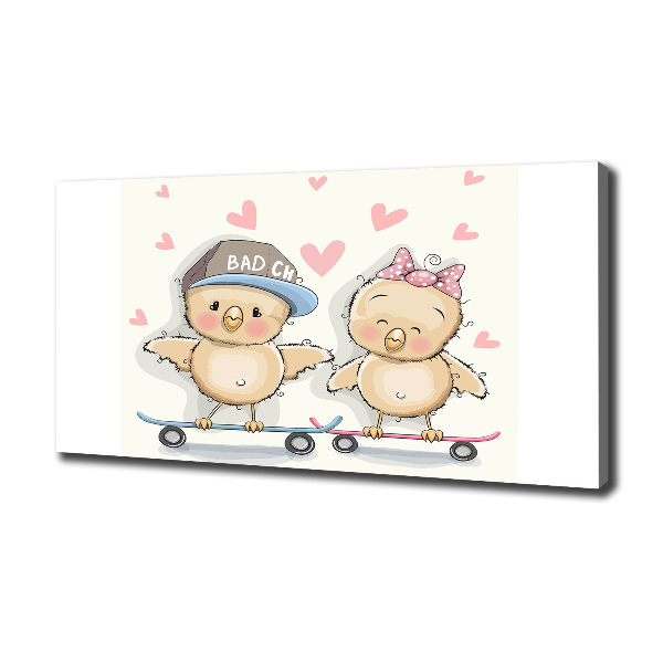 Canvas foto Vogels op een skateboard