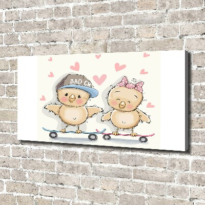 Canvas foto Vogels op een skateboard