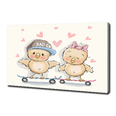 Canvas foto Vogels op een skateboard