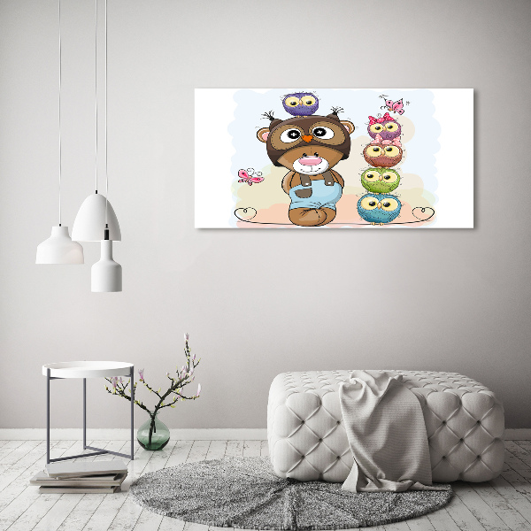 Canvas schilderij Teddybeer en uilen