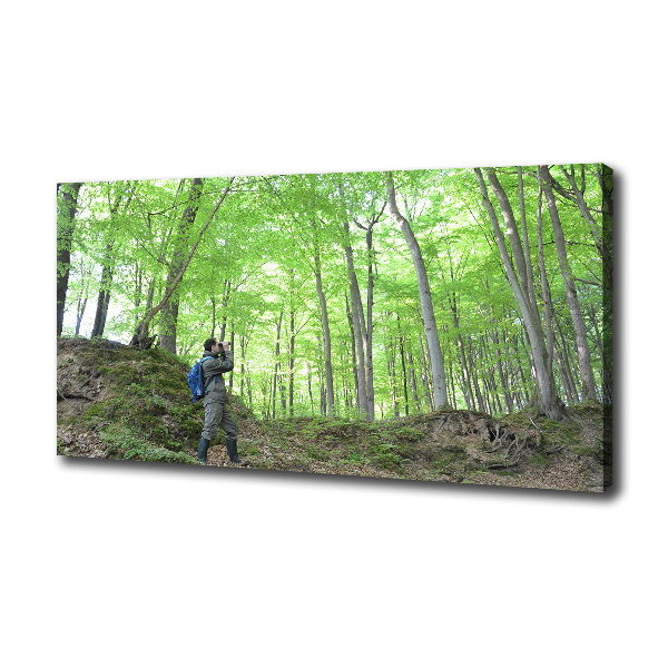Foto canvas Ornitholoog in het bos