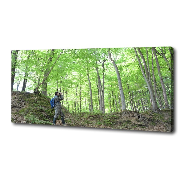 Foto canvas Ornitholoog in het bos
