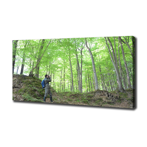 Foto canvas Ornitholoog in het bos