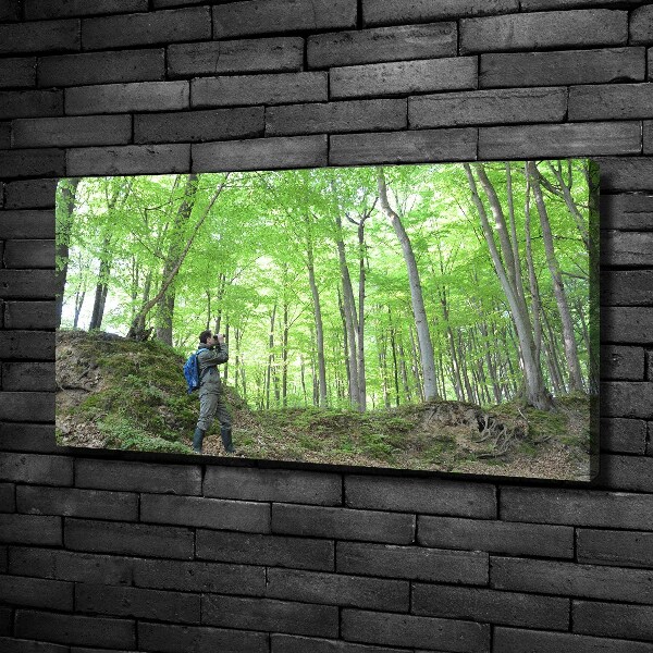 Foto canvas Ornitholoog in het bos