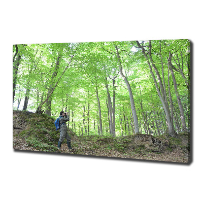 Foto canvas Ornitholoog in het bos