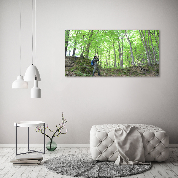 Foto canvas Ornitholoog in het bos