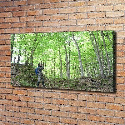 Foto canvas Ornitholoog in het bos