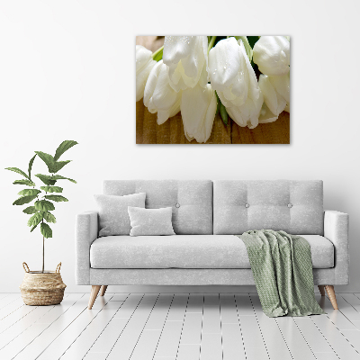 Canvas foto Witte tulpen